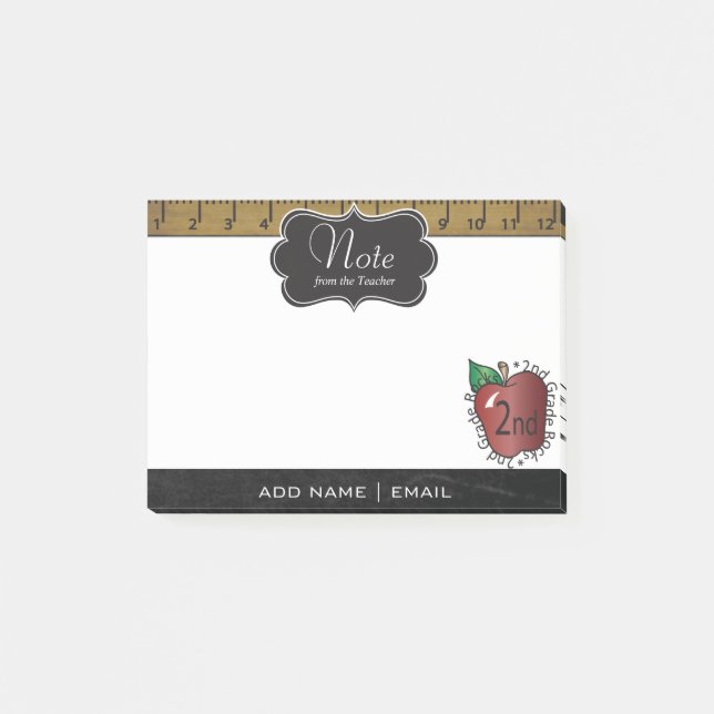 Second Grade Teacher | DIY Text Post-it Notes (Front)