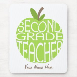Second Grade Teacher Mousepad - Green Apple