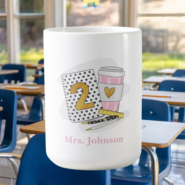 Second Grade Teacher Personalized School Supplies Coffee Mug (Creator Uploaded)