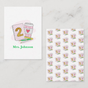 Second Grade Teacher Pink Notebook Coffee Note Card