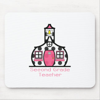 Second Grade Teacher Polka Dot Schoolhouse Mouse Pad