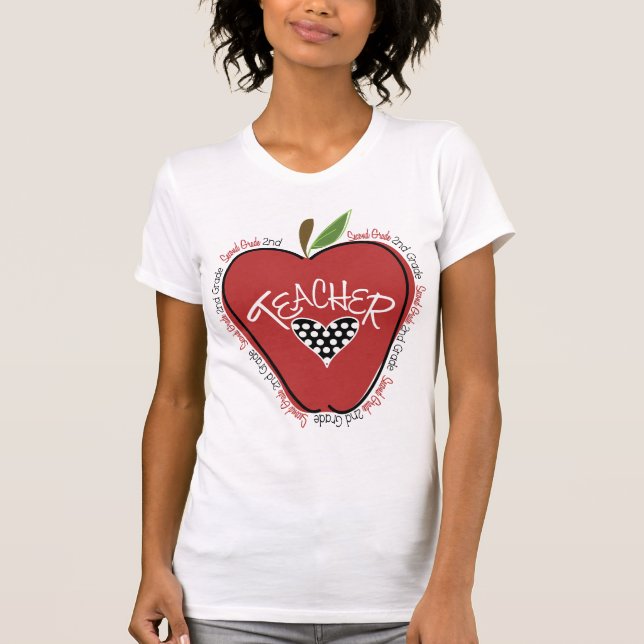 Second Grade Teacher Red Apple Teacher T Shirt (Front)