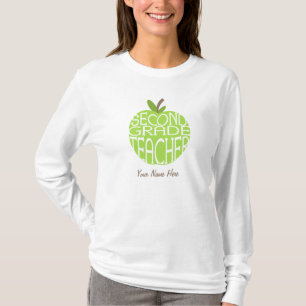 Second Grade Teacher T Shirt - Green Apple