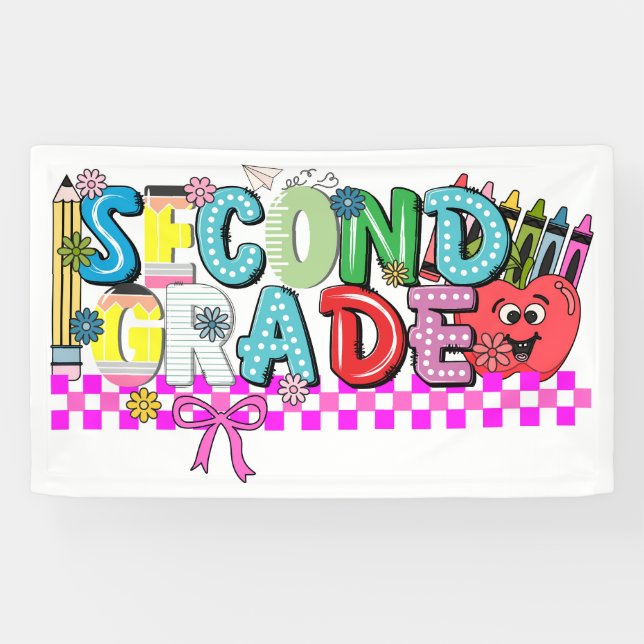 Second Grade typography  Banner (Horizontal)