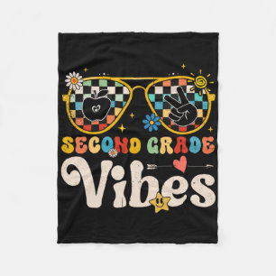 Second Grade Vibes - 2nd Grade Team Retro 1st Day Fleece Blanket