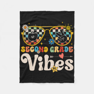 Second Grade Vibes - 2nd Grade Team Retro 1st Day Fleece Blanket