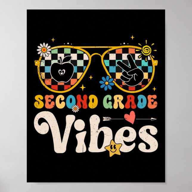 Second Grade Vibes - 2nd Grade Team Retro 1st Day  Poster (Front)