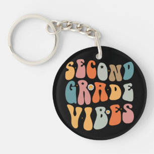 Second Grade Vibes Back To School Groovy School Keychain