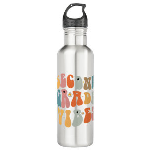 Second Grade Vibes Back To School Groovy School  Stainless Steel Water Bottle