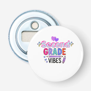 Second Grade Vibes Cute Back to School Button Bottle Opener