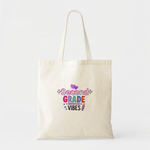 Second Grade Vibes Cute Back to School Tote Bag