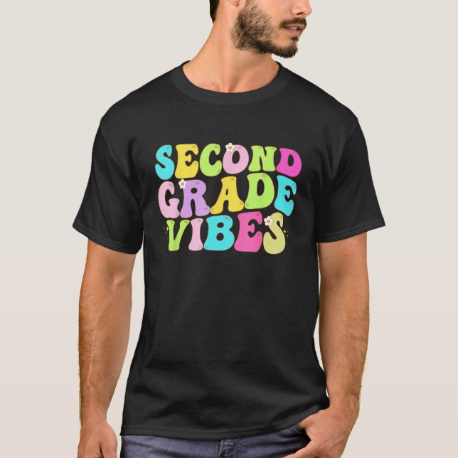 Second Grade Vibes Groovy 2nd Grade Team 1st Day o T-Shirt (Front)