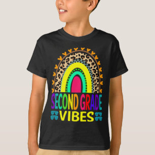 Second Grade Vibes Rainbow Leopard Back To School T-Shirt