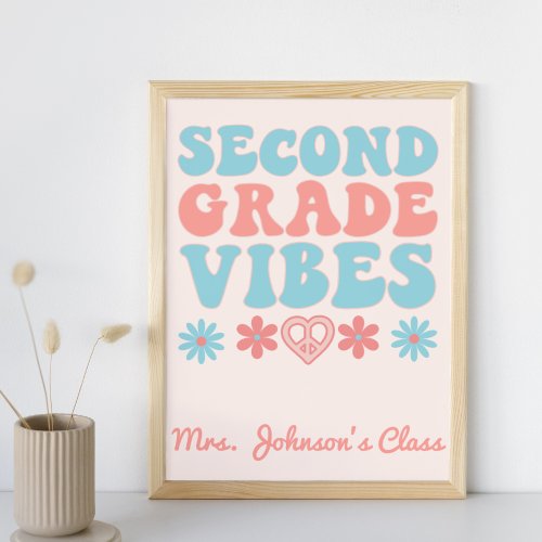 Second Grade Vibes _ Retro Back To School Notebook Poster