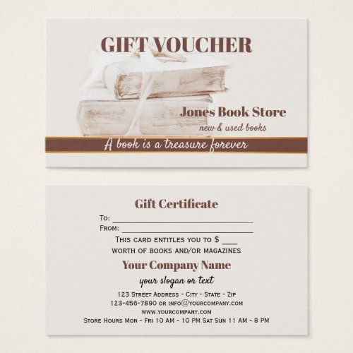 Second Hand and Used Books Gift Voucher Template