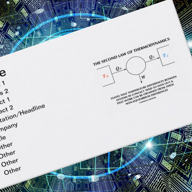 Second Law Of Thermodynamics Isolated System Business Card (Physicists and physics teachers will enjoy this biz card featuring The Second Law Of Thermodynamics)