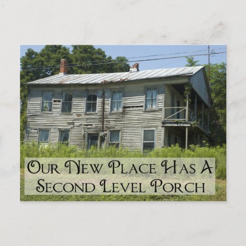 Second Level Porch _ Funny Change of Address Announcement Postcard