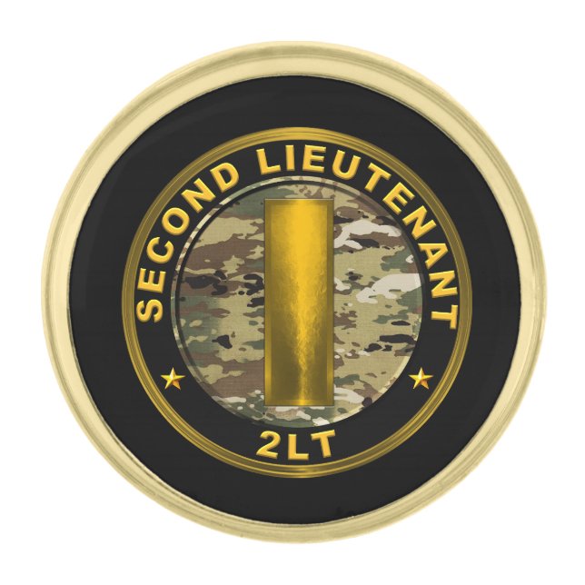 SECOND LIEUTENANT 2LT GOLD FINISH LAPEL PIN (Front)