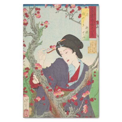 Second Month Tei of Shinbashi by a Plum Tree  Tissue Paper