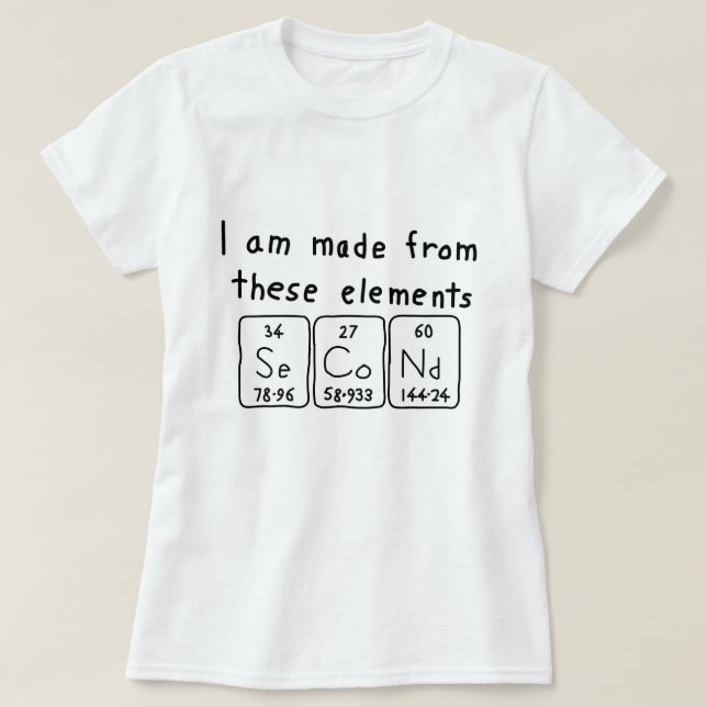 Second periodic table name shirt (Design Front)