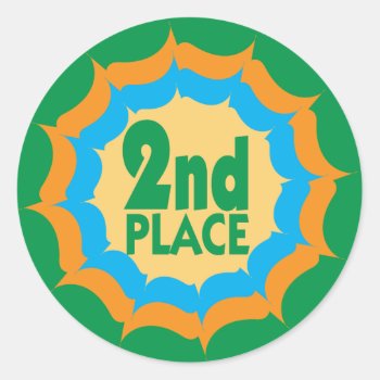 Second Place Ribbon Winner Classic Round Sticker by SayWhatYouLike at Zazzle