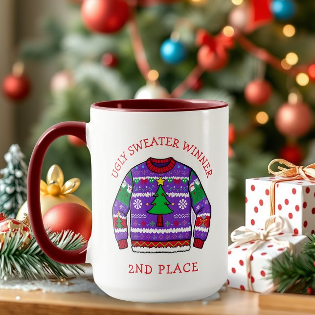 Second Place Ugly Sweater Winner Christmas Mug (Creator Uploaded)