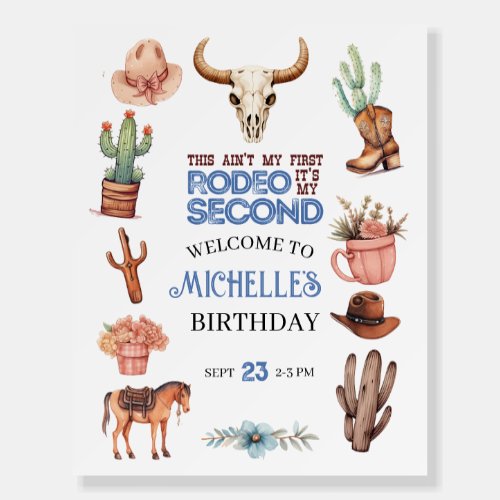 Second Rodeo 2nd Western Birthday Welcome sign