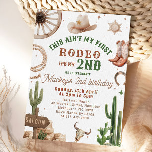 Second Rodeo Cowboy Wild West Birthday Invitation 