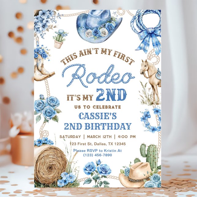 Second Rodeo Cowboy Wild West Birthday Party Invitation (Creator Uploaded)