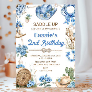 Second Rodeo Cowboy Wild West Birthday Party Invitation