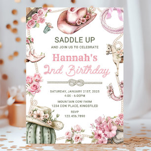 Second Rodeo Cowgirl Wild West Birthday Party Invitation