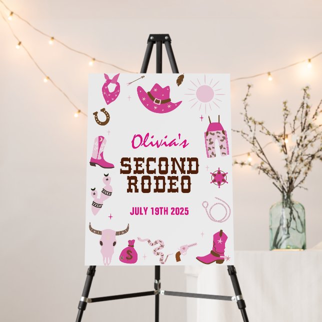 Second Rodeo Hot Pink Western 2nd Birthday Foam Board (In Situ (Stand))