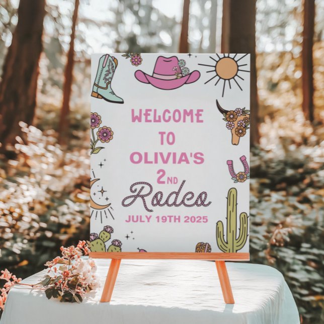 Second Rodeo Pink Western 2nd Birthday Foam Board (Creator Uploaded)