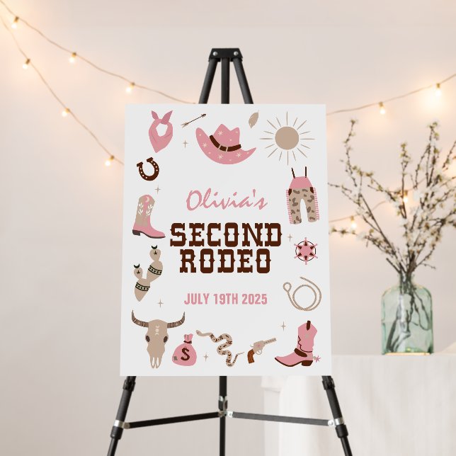 Second Rodeo Pink Western 2nd Birthday Foam Board (In Situ (Stand))