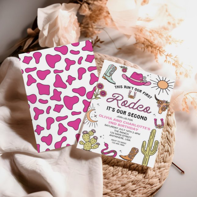 Second Rodeo Pink Western 2nd Birthday Invitation (Creator Uploaded)