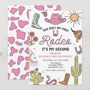 Second Rodeo Pink Western 2nd Birthday Invitation