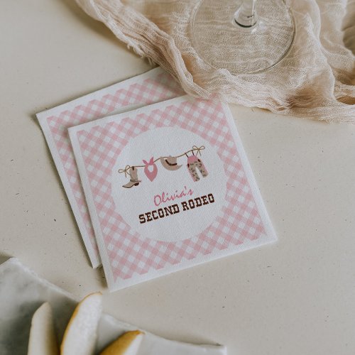 Second Rodeo Pink Western Cowboy 2nd Birthday Napkins