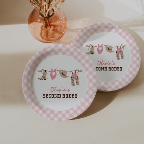 Second Rodeo Pink Western Cowboy 2nd Birthday Paper Plates