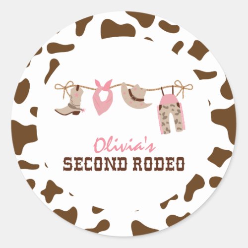 Second Rodeo Western Cowboy 2nd Birthday Classic Round Sticker