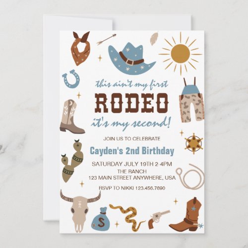 Second Rodeo Western Cowboy 2nd Birthday Invitatio Invitation