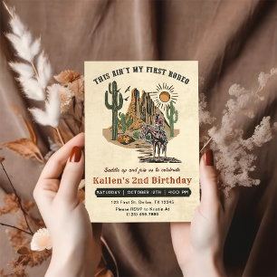 Second Rodeo Western Cowboy 2nd Birthday Invitatio Invitation