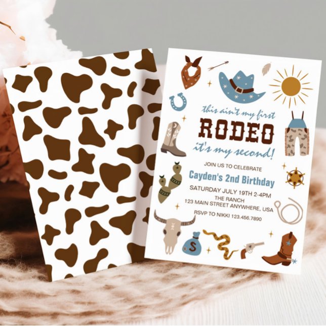 Second Rodeo Western Cowboy 2nd Birthday Invitatio Invitation (Creator Uploaded)