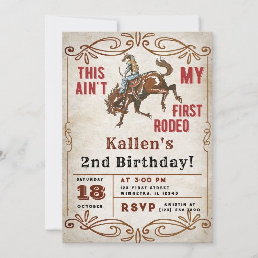 Second Rodeo Western Cowboy 2nd Birthday Invitation | Zazzle