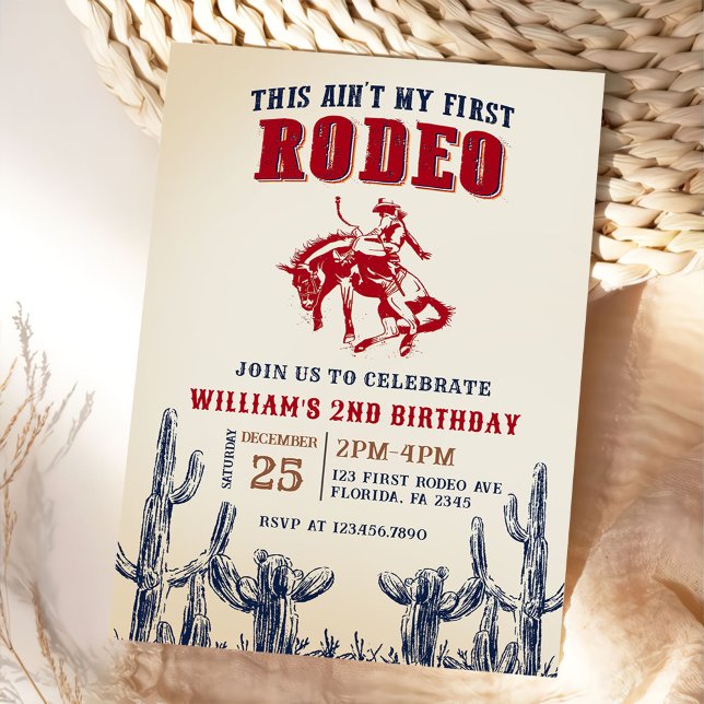 Second Rodeo Western Cowboy 2nd Birthday Invitation (Creator Uploaded)