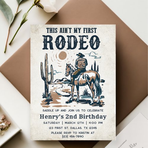 Second Rodeo Western Cowboy 2nd Birthday Invitation