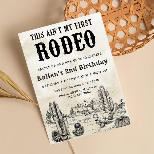 Second Rodeo Western Cowboy 2nd Birthday Invitation