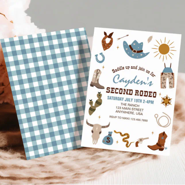Second Rodeo Western Cowboy 2nd Birthday Invitation | Zazzle