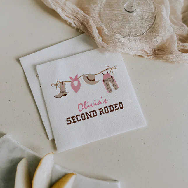 Second Rodeo Western Cowboy 2nd Birthday Napkins | Zazzle