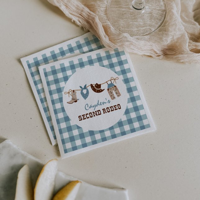 Second Rodeo Western Cowboy 2nd Birthday Napkins (Creator Uploaded)