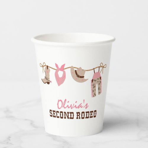 Second Rodeo Western Cowboy 2nd Birthday Paper Cups